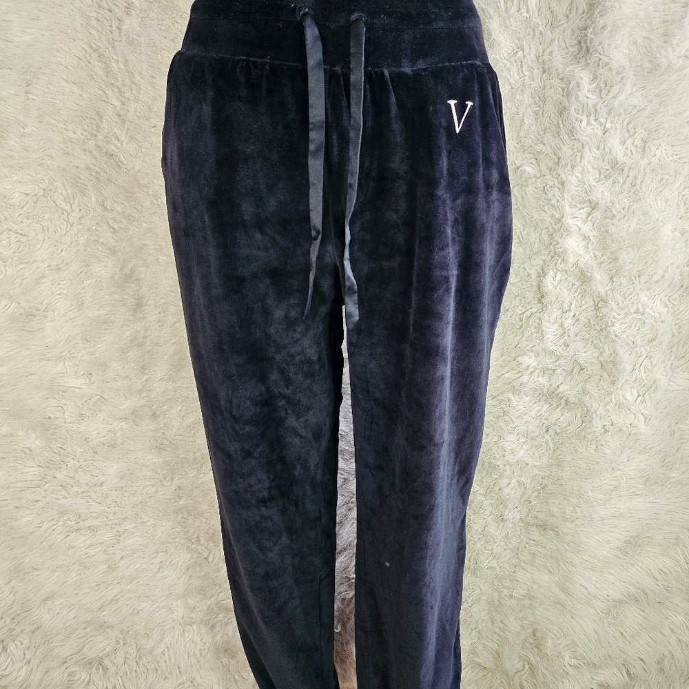 Victoria's Secret Women's Black Velour Drawstring Jogger Pants Size XS